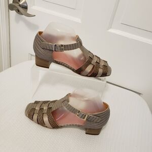 Roberto Figini Leather Open Toe Leather Buckle Close Size 37.5, Made In Italy